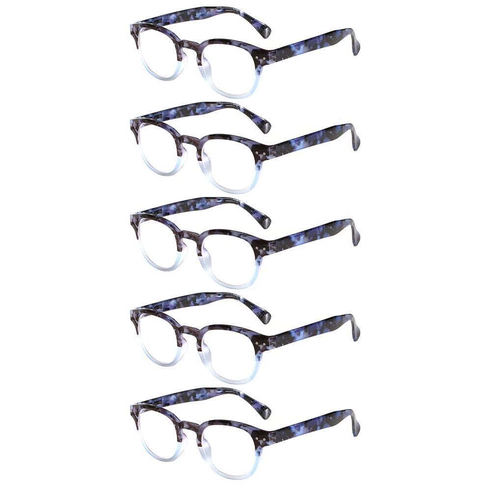 Turezing 5 Pack Reading Glasses for Men Women Printed Flower Frame Spring Hinge HD Prescription Glasses