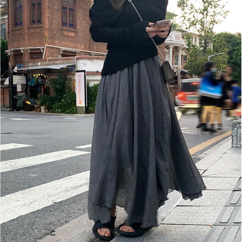 Длинная юбка с эластичной резинкой на талии в богемном стиле и краем в виде листьев лотоса для женщин