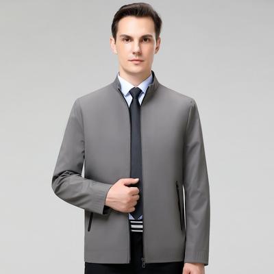 Осенняя новая мужская куртка из молочного шелка с воротником-стойкой, мужская деловая повседневная куртка, высококачественная куртка для папы