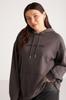 Women's Style Big Size Sweatshirt Veronicabb Fleece Inside Soft Comfort Fit Front Embroidered Hooded Kangaroo Pocket Anthracite Large