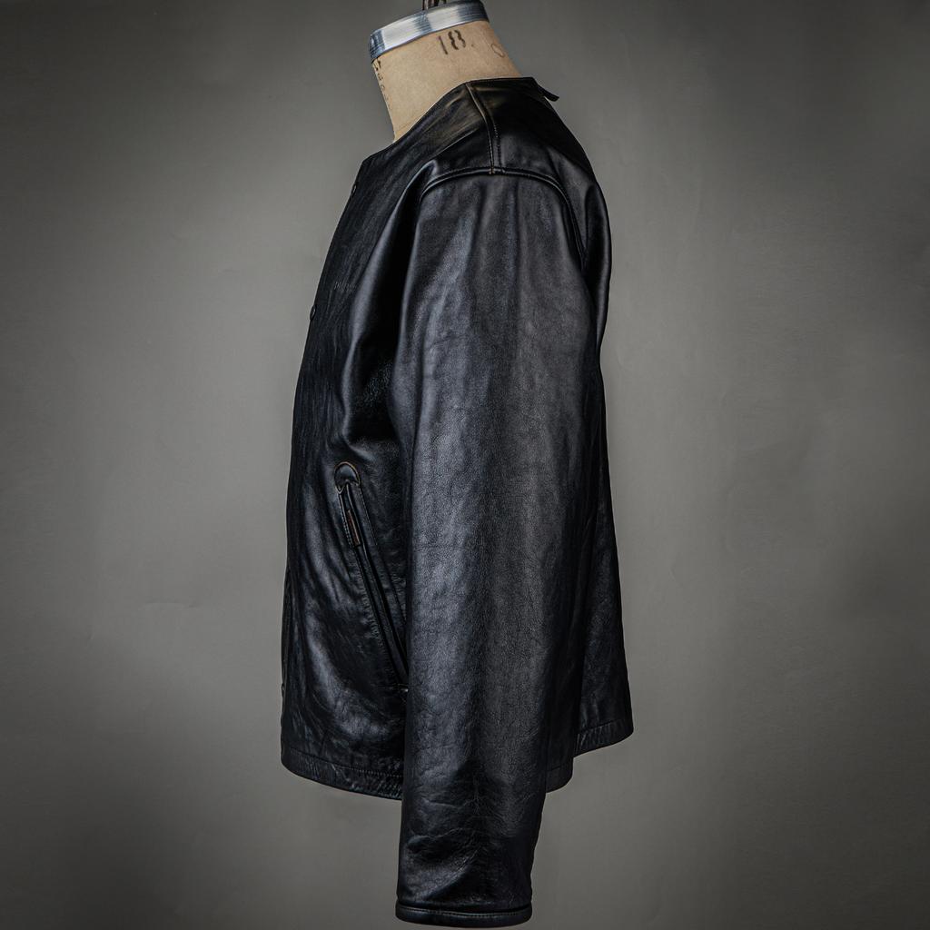 Diafvine Dv.Lot 716 Collarless Leather Jacket -Washed-