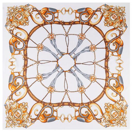 130см Шелковый Квадратный Шарф Женский Большие Шали Дворцовые Цепи Квадратная Бандана Роскошный Платок Шарф Женский Фуляр