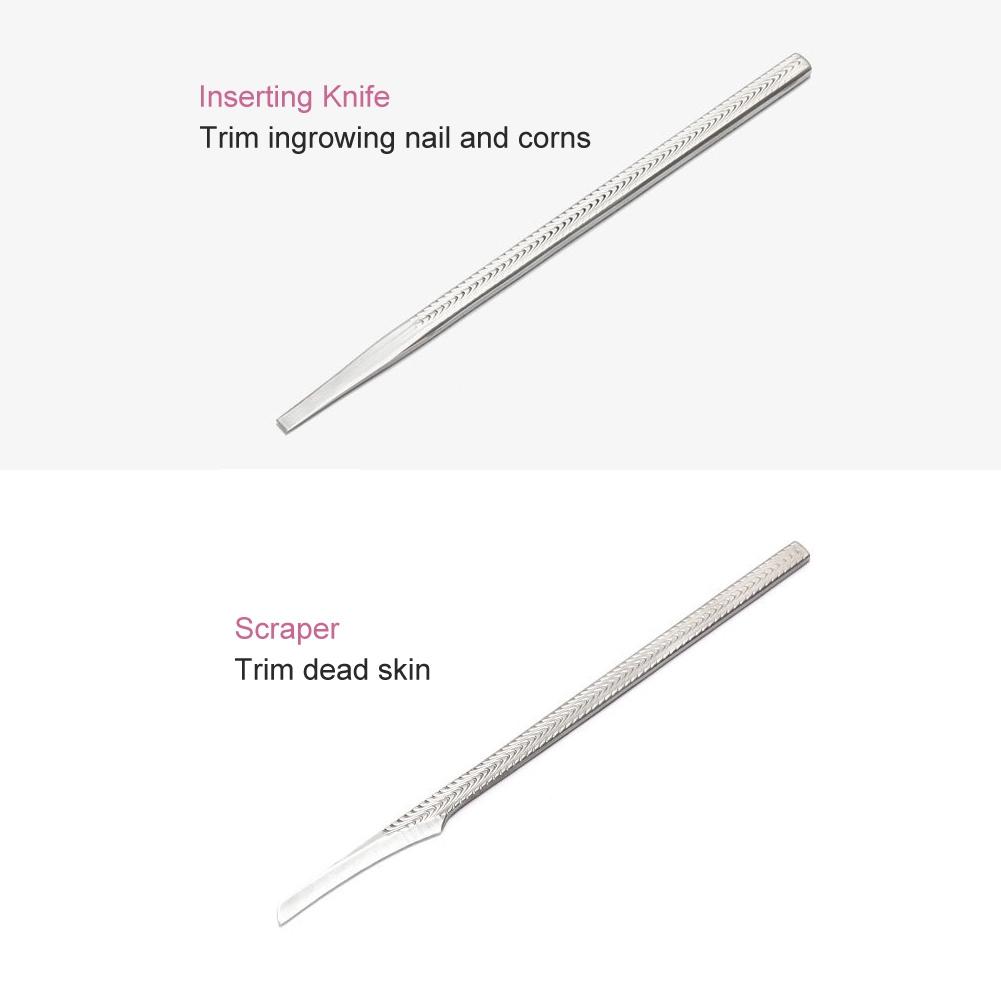 7pcs Stainless Steel Dead Skin Foot Calluses Remover Horny Trimmer Pedicure Tool Set