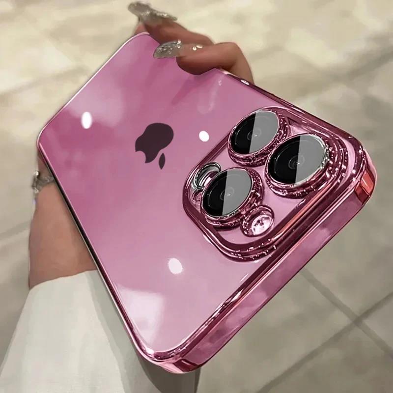 Прозрачный чехол с покрытием для iPhone 17 Air 16 1 14 13 11 12 Pro Max Plus 13 12 Mini, силиконовая накладка с защитой всей камеры