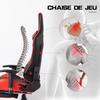 Chaise gamer - Foxsport - Ergonomique - Repose-pieds télescopique - Accoudoirs réglables - Cuir rouge