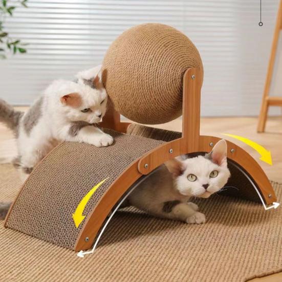 2-в-1 коврик для кошек, большая картонная когтеточка для кошек с мячом из сизалевой веревки