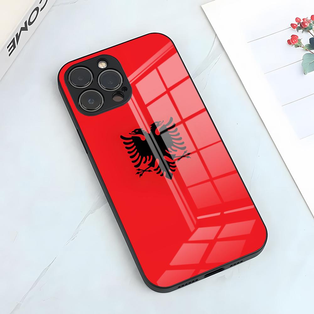 Albania Albanians Flag Phone Case For IPhone 17 Pro Max 15 Pro 16 14 Plus 12 13 Mini 11 Pro Shockproof Glass Cover