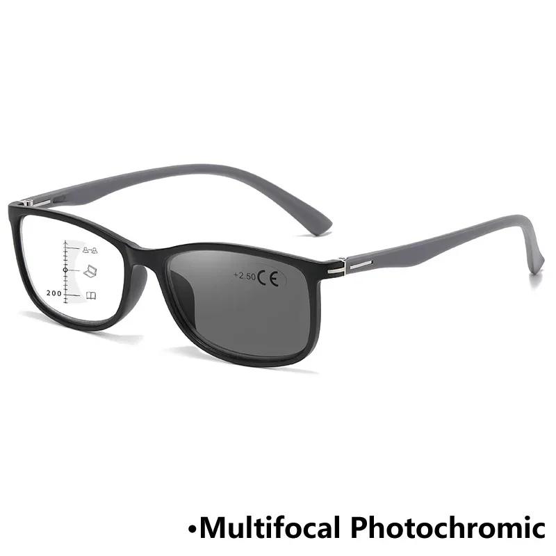 Фотохромные мультифокальные очки для чтения Анти-синий свет Очки для дальнозоркости Деловые Очки для пресбиопии высокой четкости +1.0 ~+4.0