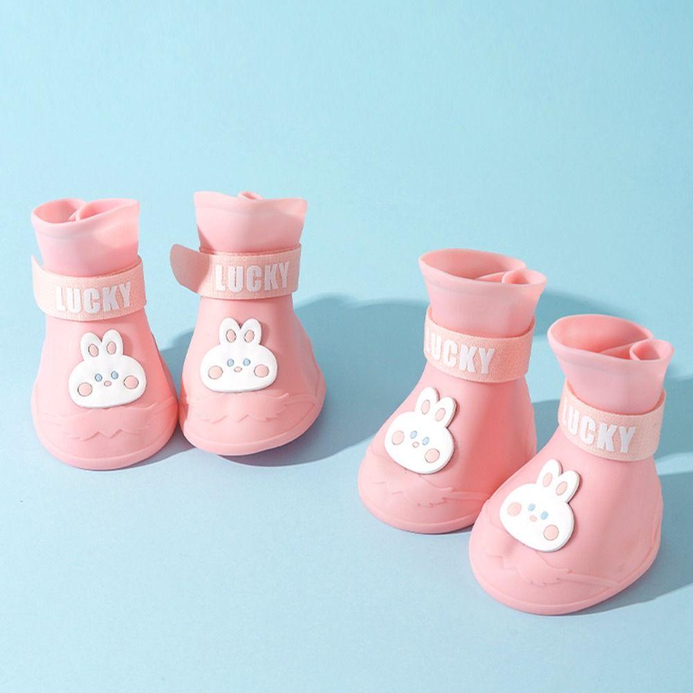 4 шт. Водонепроницаемые дождевые ботинки для питомцев, Нескользящие силиконовые ботинки, Чехлы для лап кошек, Уличная обувь, Носки, Ботильоны для собак, Аксессуары для питомцев