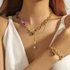 Necklace for Women Jewelry Shaped Pendant Necklace Female Simple Fashion Irregular Colored Stone Bracelet Necklace Set Elegant Necklace