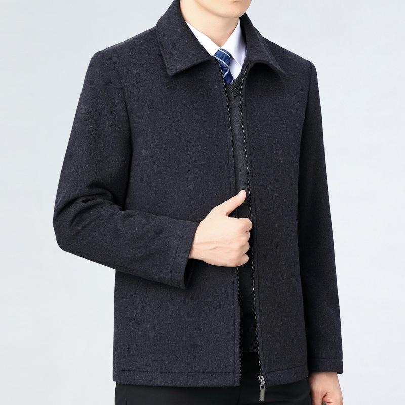 Новые осенние и зимние кашемировые куртки для мужчин среднего и пожилого возраста, шерстяные короткие топы, куртки с отворотами, шерстяные куртки высокого качества
