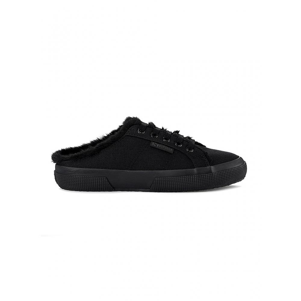Superga 2402 Меховые мюли Полностью черные S00gzm0a0f