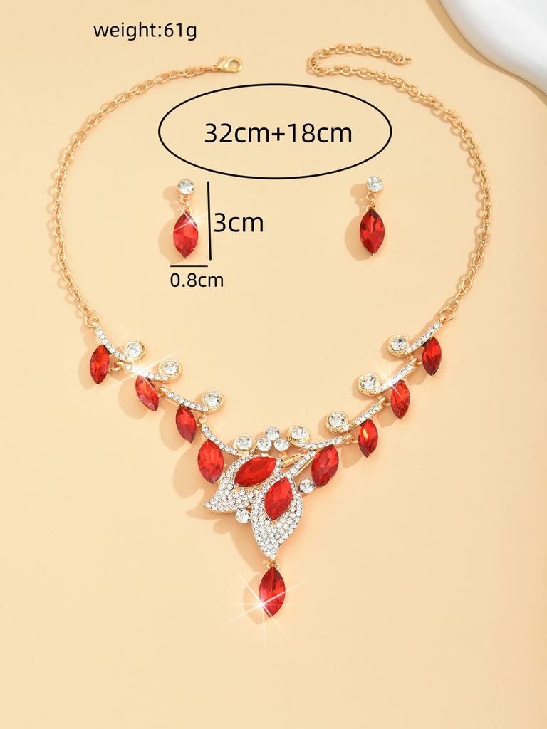 Комплект женских украшений из 3 предметов, роскошное ожерелье из листового кристалла, серьги, аксессуары для банкетного платья, цепочка на ключицу