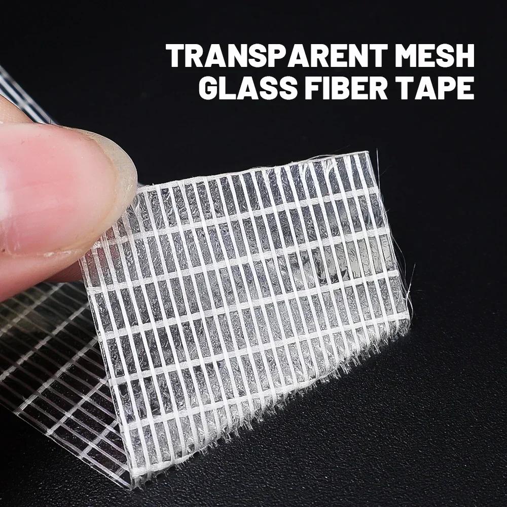 20M Strong Fixation Mesh Tape Transparent Single Side Adhesive Seal Grid Tape Waterproof Strapping Packaging Fiberglass Tapes