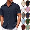 Men's Solid Color Button Short Sleeve Shirts Men's Casual Fashion Short Sleeve Shirts