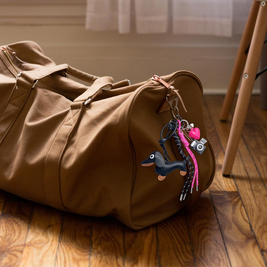 Stylish Dachshund Pendant with Soft Rope Tassels Key Holder Fashion Charm PU Texture Perfect for Bags or Car Decoration