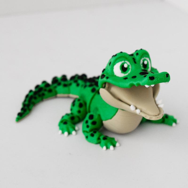 Реалистичная маленькая статуэтка-игрушка крокодила 3D-печать Игрушка Суставы Подвижный Крокодил Зоопарк Маленькое Животное Настольный Декор Детский Забавный Подарок