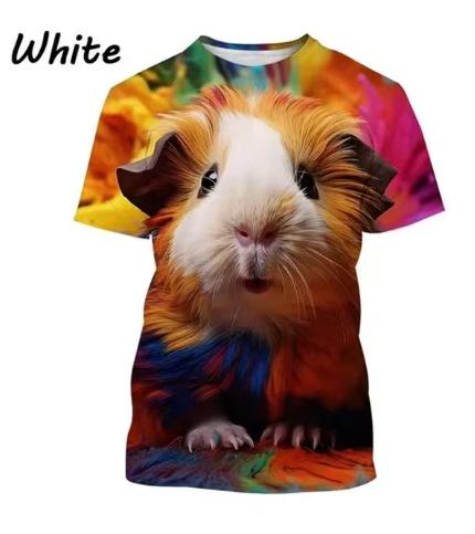 Cute hamster pattern T-shirt, men's and women's 3D printed short-sleeved men's T-shirt, extra large size hip-hop T