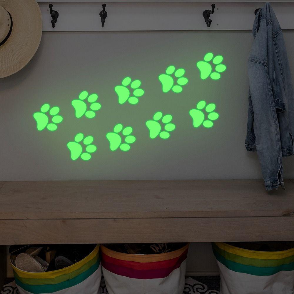 10/20Pcs Self-adhesive Fluorescent Paw Wall Sticker Creative Glowing Window Sticker Home Decor