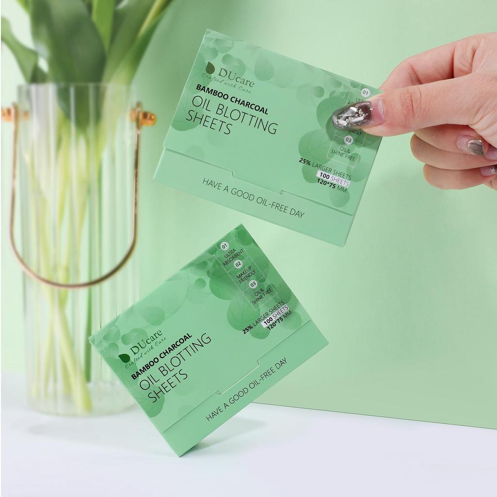 DUcare Бумага для отшелушивания масла, 100 листов - Компактный контроль блеска, корректирующий макияж, уход за лицом, подарочный набор унисекс, удаляет пот и жир