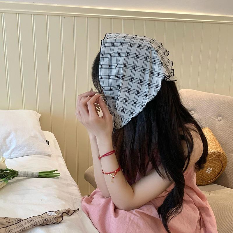 Headscarf Summer Women's Pastoral Spring and Summer Fashion Small Scarf Silk Scarf Tied Headband Triangle Scarf Scarf Women's Silk Scarf