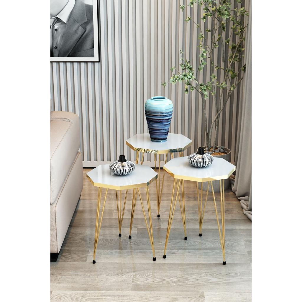 Набор журнальных столиков и журнальных столиков из 3 предметов, золотой восьмиугольный журнальный столик, набор журнальных столиков с проволочными ножками