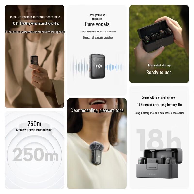 DJI Беспроводная микрофонная система Mic 2 с зарядным кейсом, штекер CN (адаптер в комплекте)