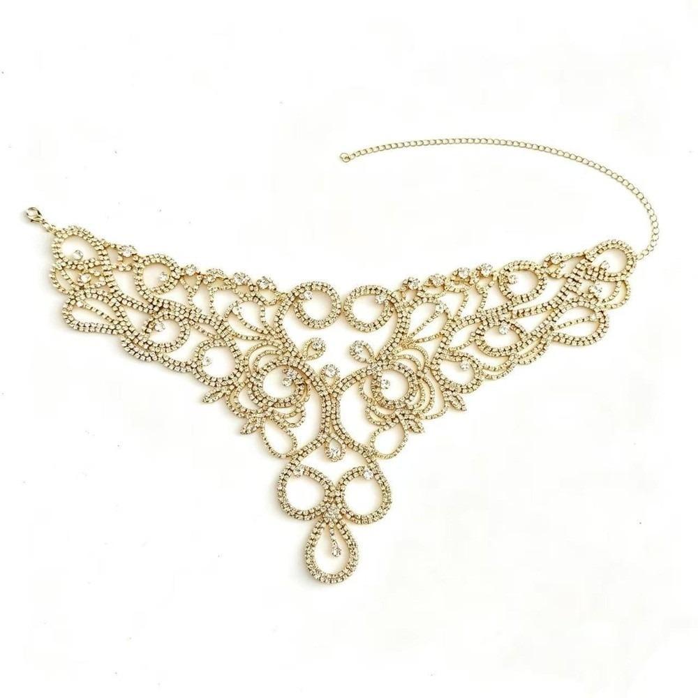 Rhinestone Rhinestone Necklace Gold Silver Gold Applique Necklace Wedding Necklace for Women