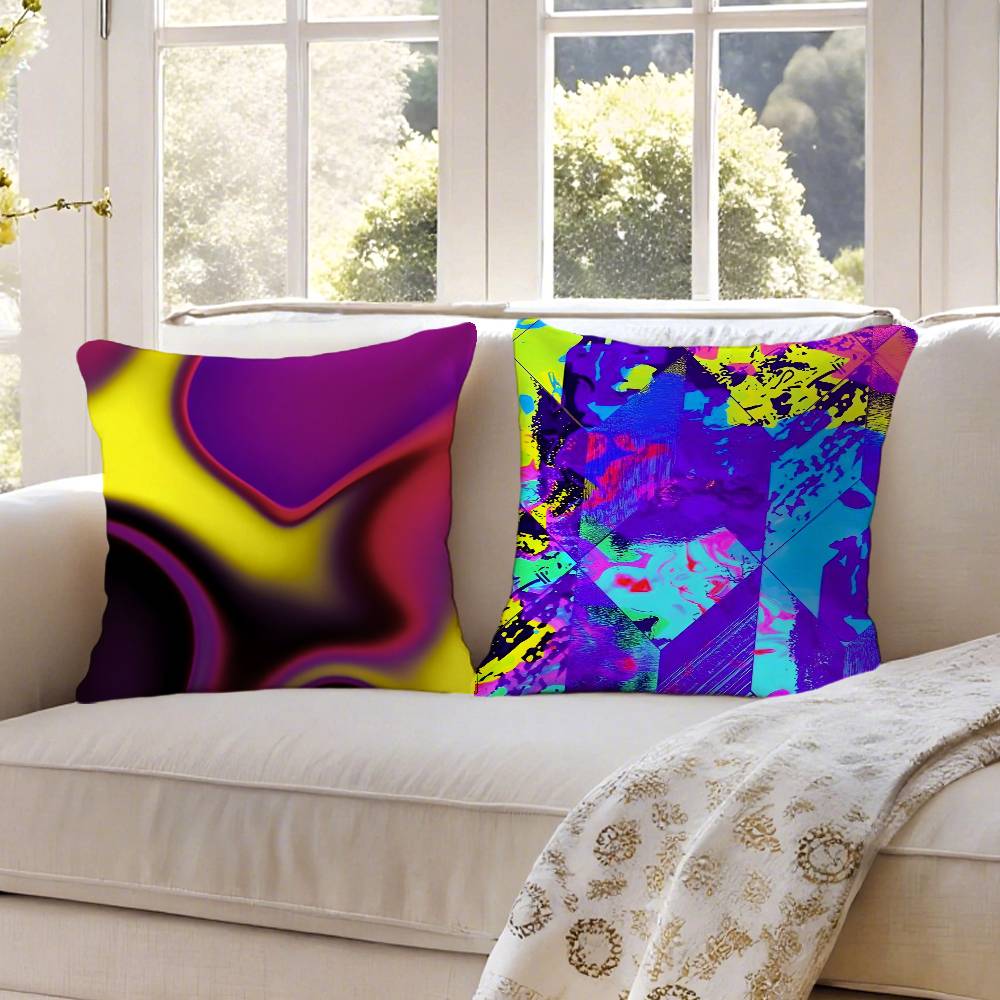 Cyberpunk Gradient Tone Pillow Case Anti-dustmite Pillowcase Invisible Zipper Silky Short Plush Sofa Cushion Cover