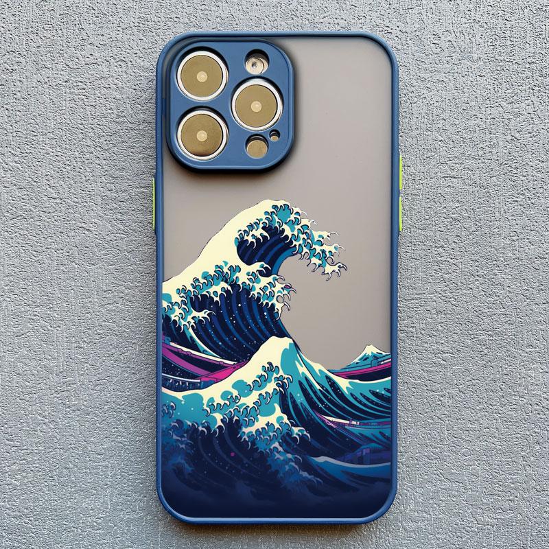 Чехол для телефона в японском стиле с волнами для iPhone 17 16 15 14 11 Pro Max 13 12 Pro Max Mini 15 14 7 8 Plus X XR Ударопрочный чехол Funda