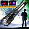 XHP50 LED Rechargeable Flashlight Zoomable Waterproof Torch with Side Light and Built-in Battery for Camping Hiking Fishing Outdoor