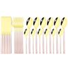 24 Pieces Sets Kitchen Tableware Cutlery Set Mint Green Gold Stainless Steel Dinnerware Set Food Flatware Mirror Silverware Set
