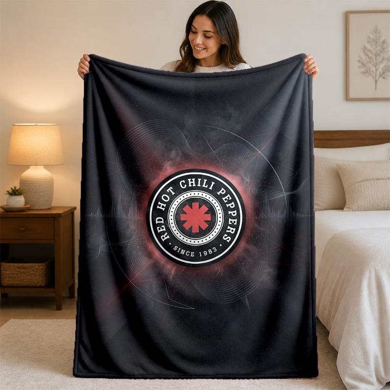 Red Hot Chili Peppers Print Flannel Blanket Cozy Lightweight Plush Throw Blanket For Bed Sofa Household Use