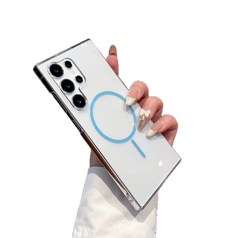 Подходит для Samsung S25 Ультратонкий Магнитный Чехол для Мобильного Телефона S24FE Макарон S23 Ультратонкий Прозрачный ПК Защитный Чехол