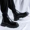 Men Fashion Chelsea Boots Black Stylish Genuine Leather Shoes Cowboy Autumn Winter Boot Business Office Platform Ankle Botas Man