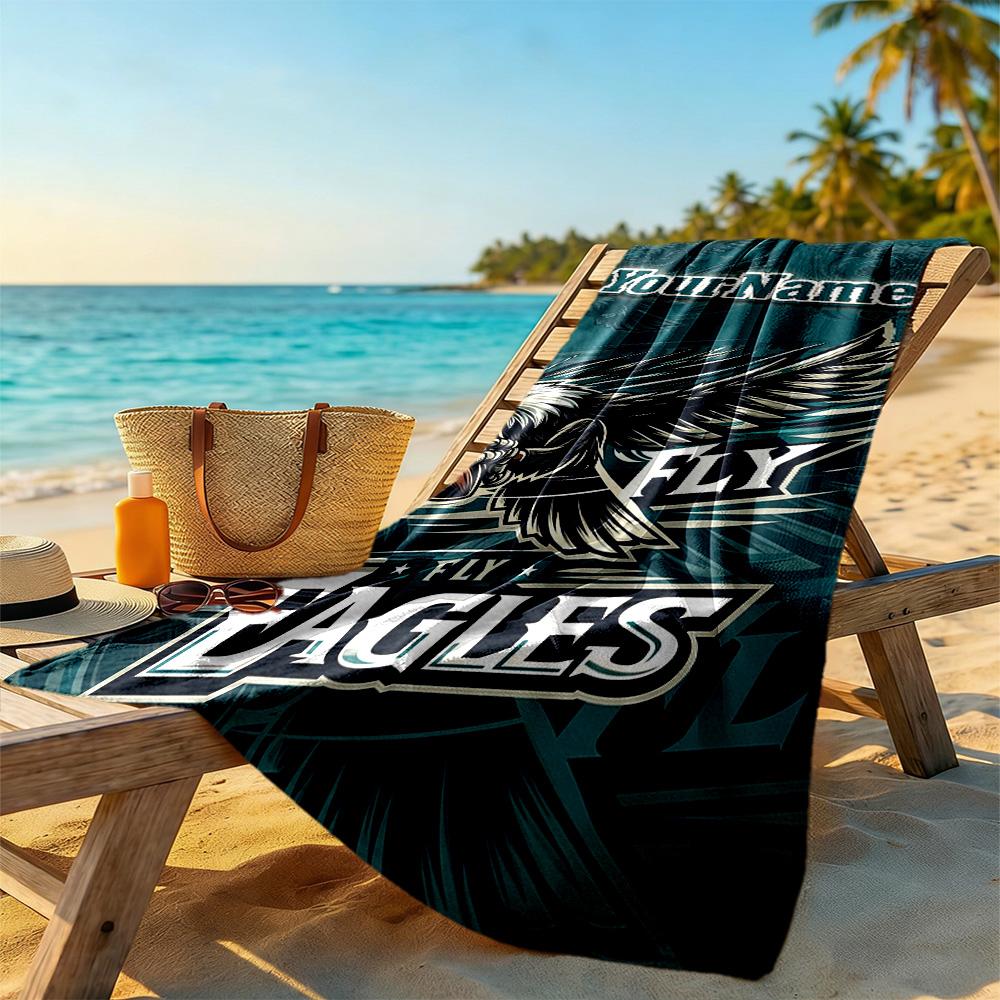 Philadelphia Eagles Customize Your Name Beach Towel Super Soft Absorbent Portable For Swimmingbeachcamping Travel Beach Accessoriesgym
