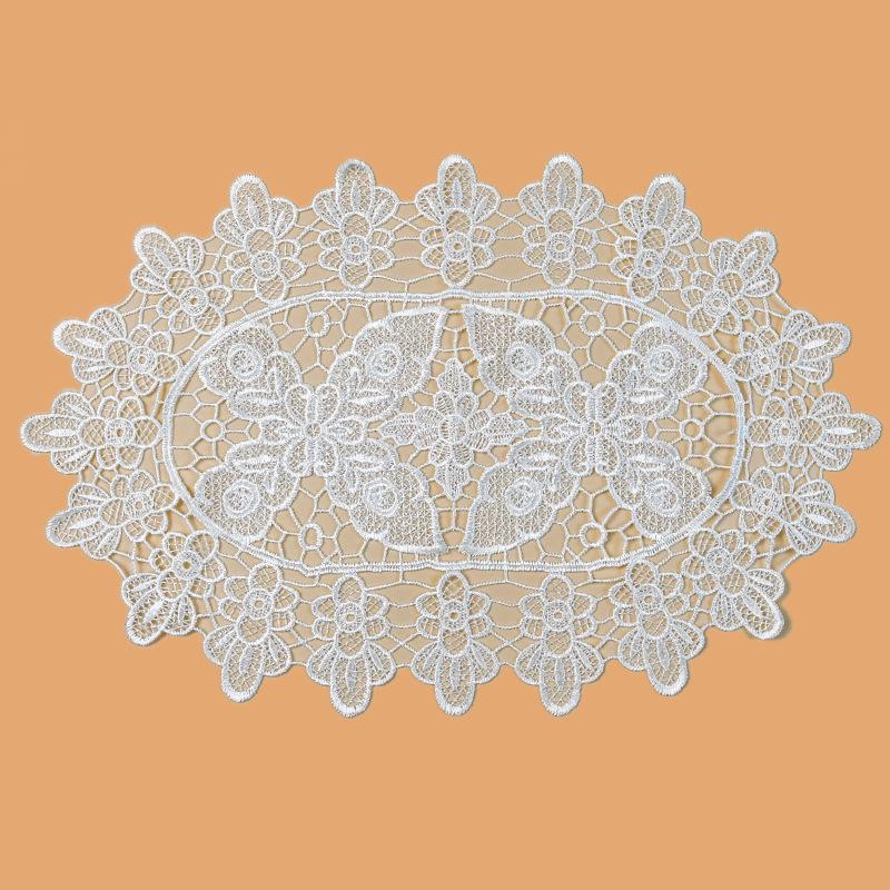 Square Embroidered Lace Tablecloth with Hollow Design, European Style Decoration for Coffee Tables and Vase Settings.