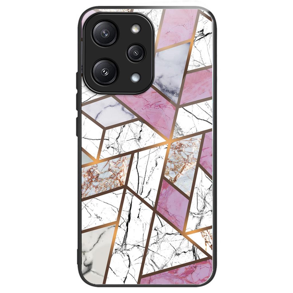 For Xiaomi Redmi 12 5G (Global)/Poco M6 Pro 5G Phone Case Marble Pattern Tempered Glass Back Cover