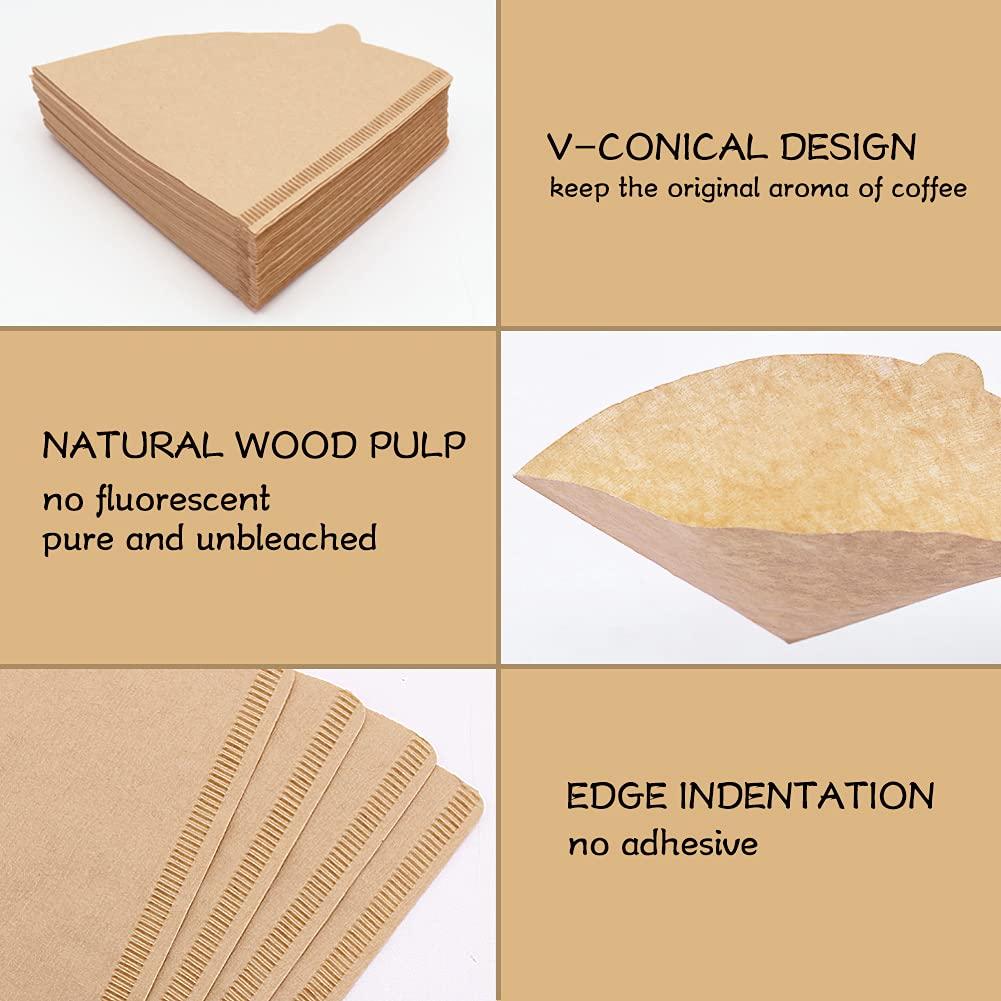 Конические фильтры для кофе, одноразовые бумажные фильтры для кофе, натуральные бумажные фильтры для кофеварки и кофеварки - 100 шт.