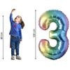 Ballon Chiffre 3 - Multicolore - 100cm - Aluminium - Idéal Anniversaire - Hélium