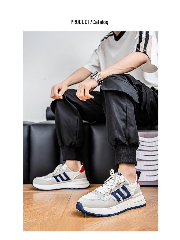 Мужские летние дышащие повседневные кроссовки для бега 2025 - Толстая подошва, износостойкие, универсальные для студентов и отцов.