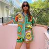 Ladies Summer Loose Casual Printed Daisy Shorts Shirt Two Sets