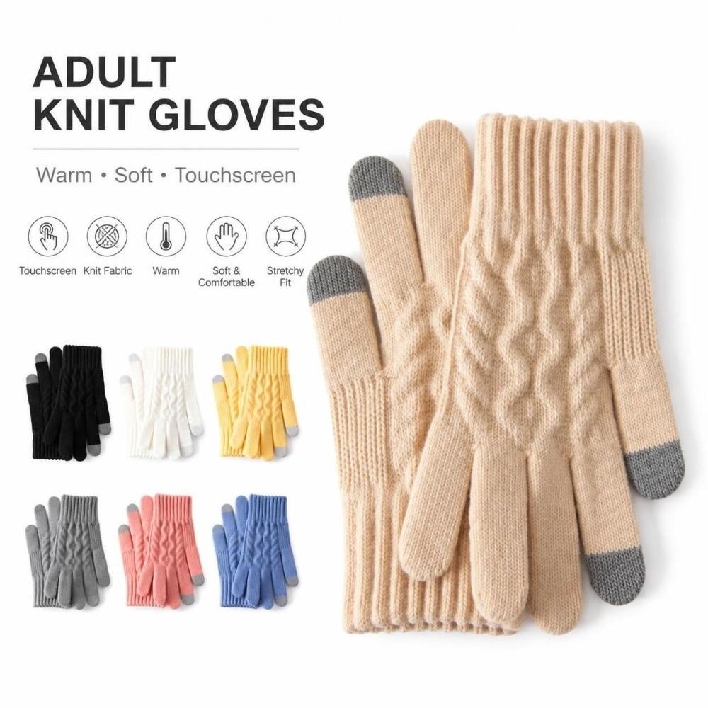 Windproof Touch Screen Gloves Thickened Wool Gloves Fashion Winter Knitted Gloves for Men Women
