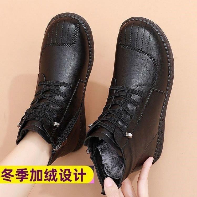 Shoes Winter Velvet Warm Medium and Short Boots Children Non-slip Soft-soled Women's Shoes Flat-soled Elderly