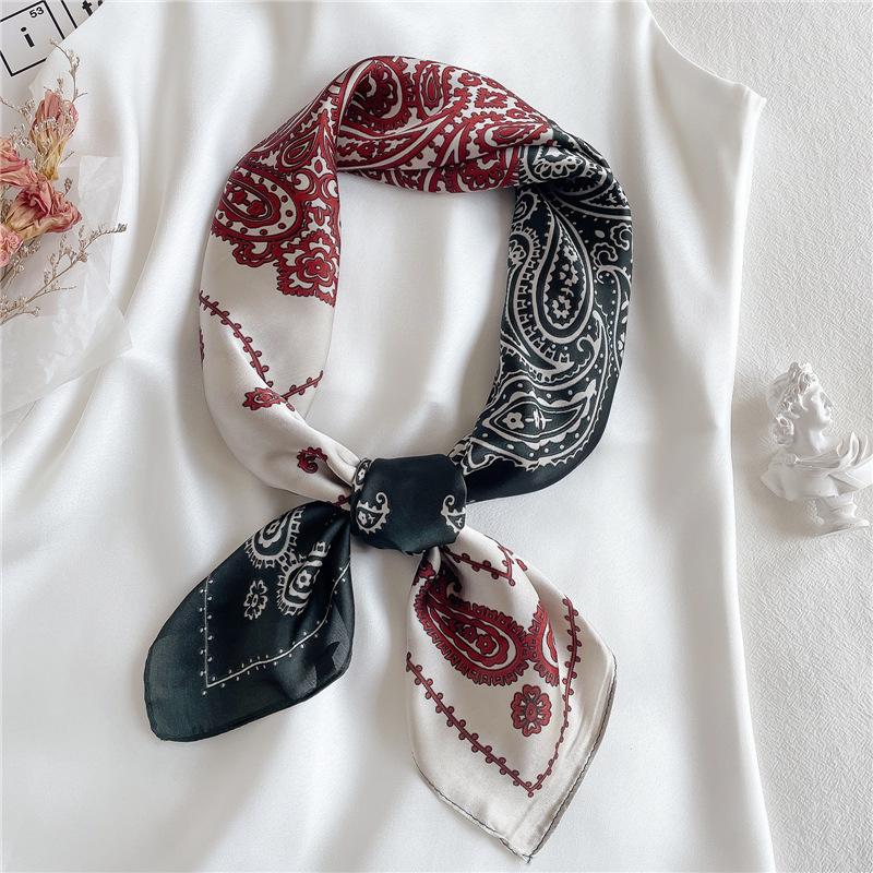 New Paisley Print Small Square Scarf Simulated Silk Thin Neck Scarf Mature Style Sunscreen Headscarf For Women