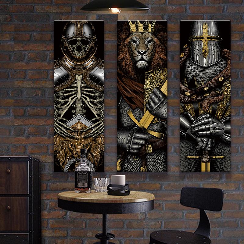 Японский рыцарь-самурай, солдат, печать на холсте, настенная живопись, декоративная картина, индустриальный стиль бара, декор для гостиной