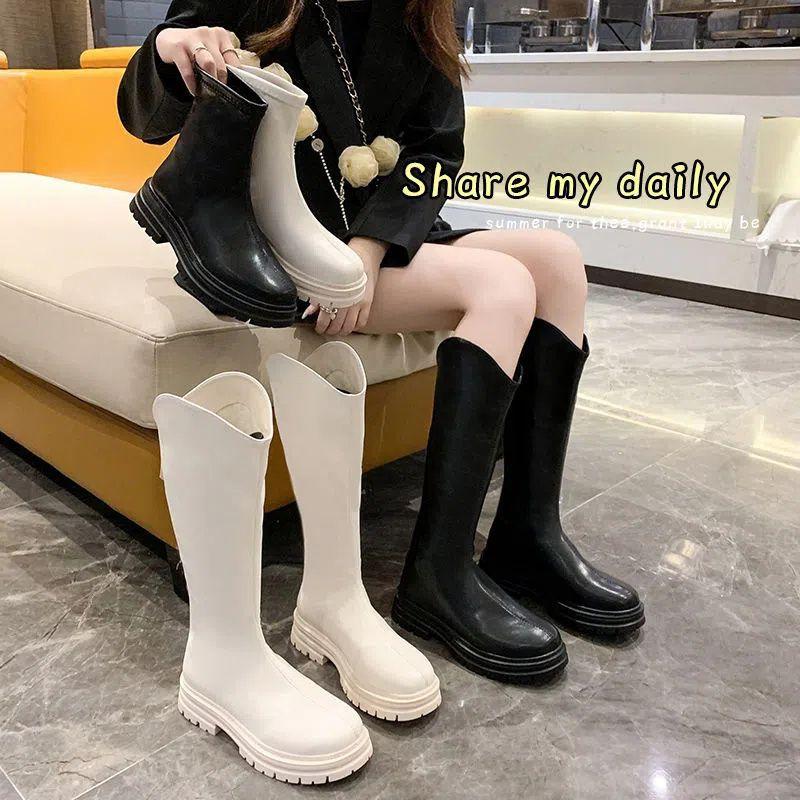 High Boots Women's Autumn and Winter 2025 New Korean Version Versatile Boots Rear Zipper Thin Boots But Knee Mid Boots