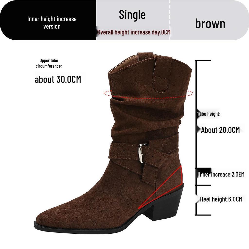 Women's Hidden Heel Western Chunky Ankle Boots - Autumn/Winter 2025 British Style Slimming Martin Boots