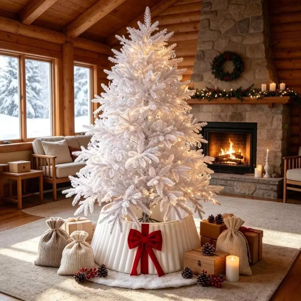 Folding Velvet Christmas Tree Collar Strip Design Xmas Tree Surround Cover Indoor