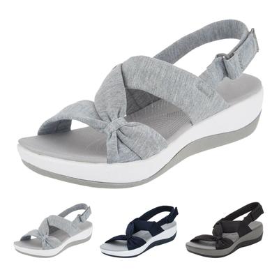 Женские сандалии-шлепанцы на танкетке, каблуки, скандалы для женщин, высокие каблуки, открытый носок, закрытая пятка, замшевые женские сандалии с эластичным ремешком